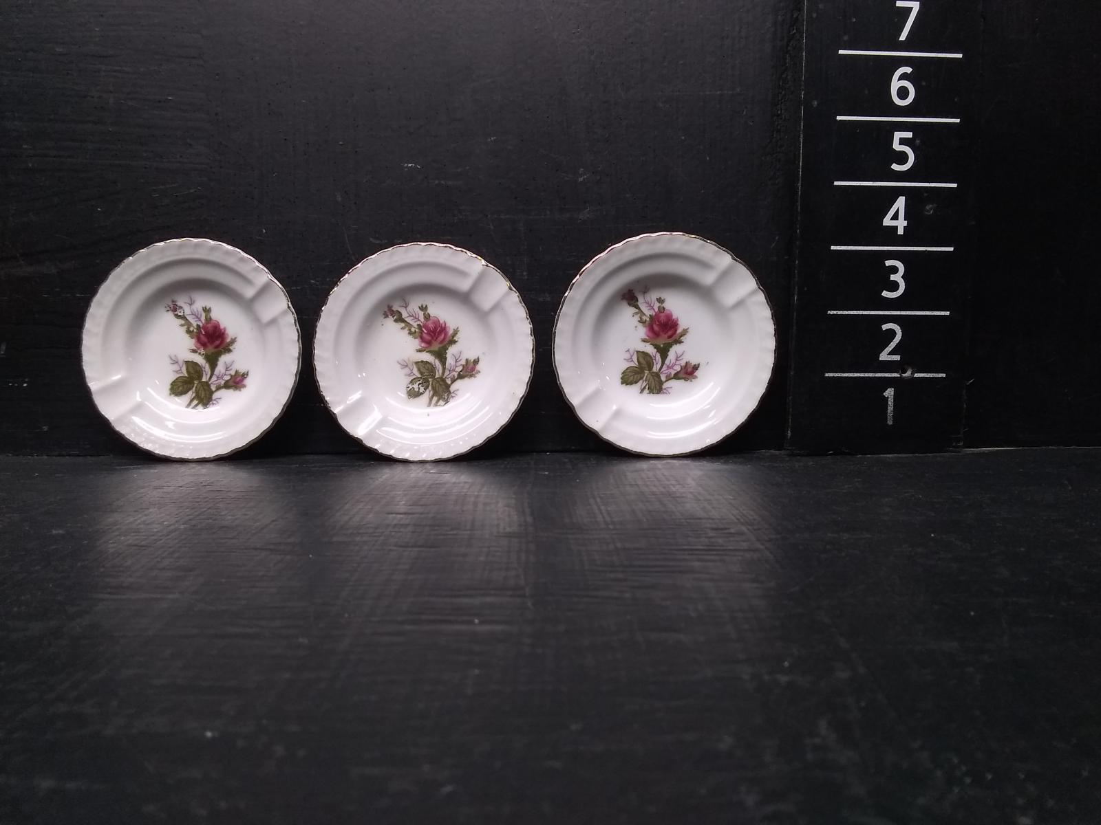 (3) Vintage Petite Ashtray -Roses Made in Japan
