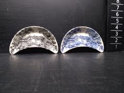 (2) Royal Staffordshire "Tonquin" Bone Dishes-1 Blue/1 Black