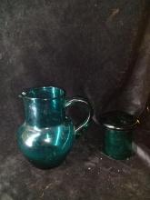 Vintage Studio Art Glass Pitcher with Lid