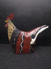 Metal Rooster Tea Light Decor