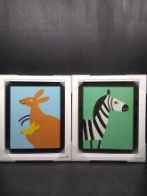 Pair Framed Prints-Cartoon Style Animals