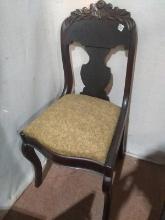 Antique Victorian Side Chair w/ Rose Carved Back
