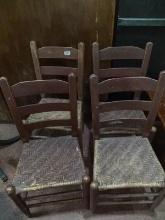 (4) Collection Woven Bottom Ladder Back Chairs