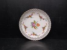 Hand painted German Plate with Reticulated Edge