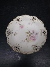 Antique Hand painted Plate with Reticulated Details