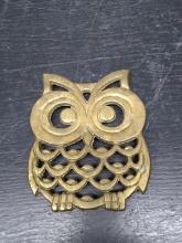Vintage Brass Owl Trivet