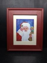 Framed and Matted Oil on Canvas-Santa by Harriet Page 2012