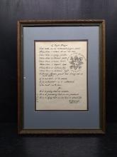 Framed and Double Matted Calligraphy -A Simple Prayer