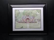 Framed and Matted Colored Pencil-Children Playing at Home signed CA Nelson 2014