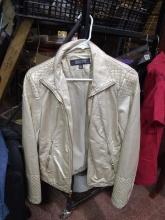 Kenneth Cole Reaction Med Silver Leather Jacket