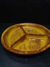 Glazed Pottery Divided Snack Dish