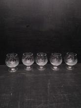 Collection 5 Etched Brandy Snifter with Boat Motif