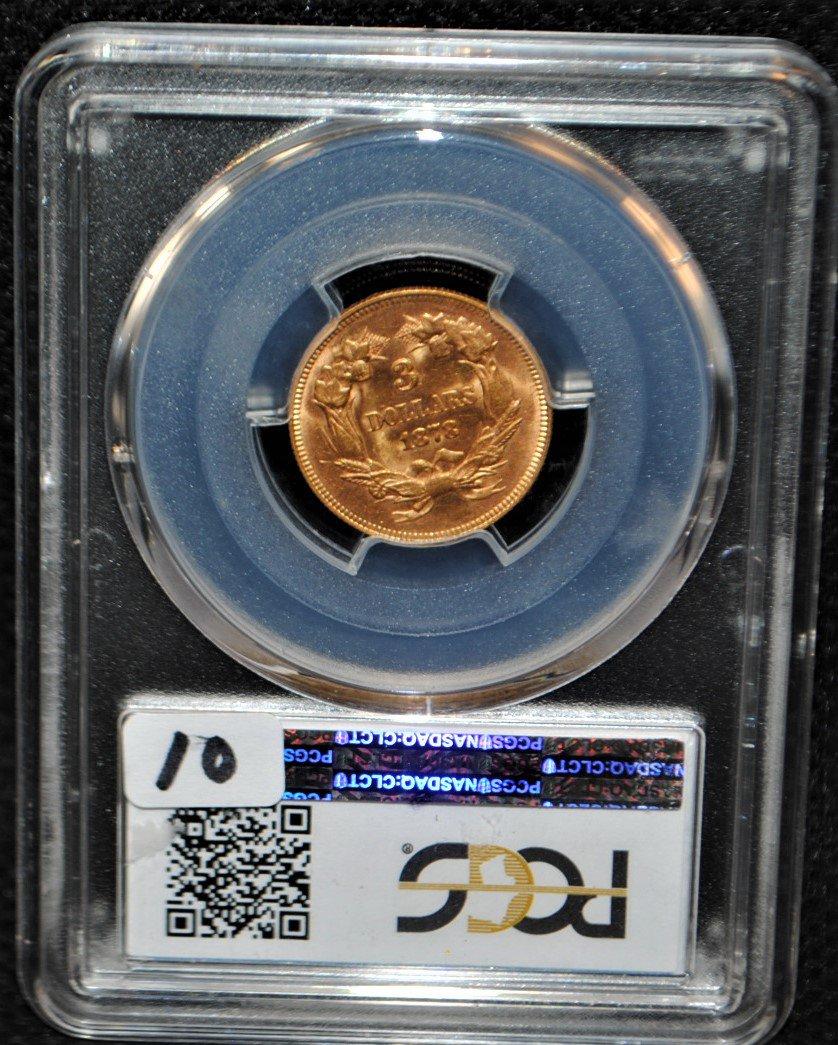 SCARCE 1878 $3 PRINCESS GOLD COIN - PCGS MS63