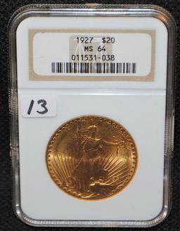 1927 $20 SAINT GAUDENS GOLD COIN - NGC MS64