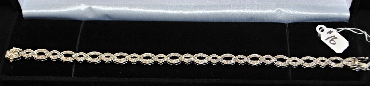 ONE STAMPED AND TESTED 750 18K WHITE GOLD  LADIES PAV'E DIAMOND BRACELET CO