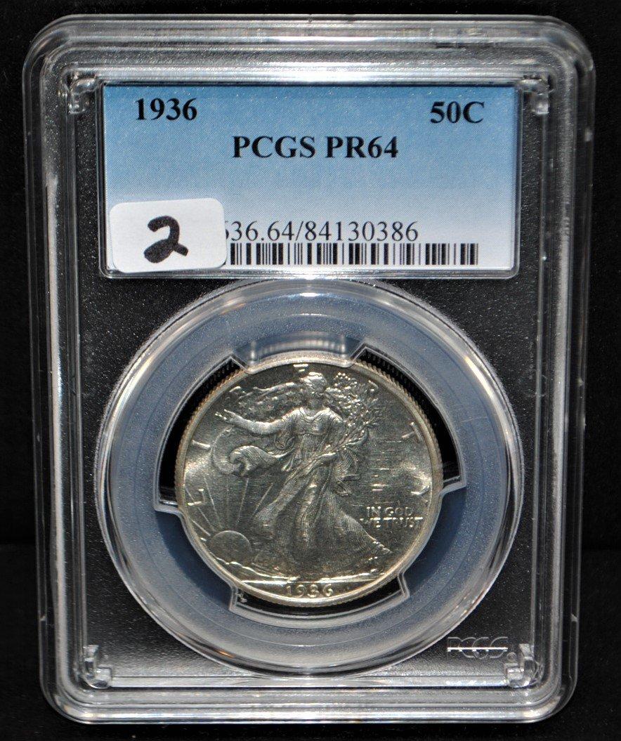 RARE 1936 WALKING LIBERTY HALF DOLLAR PCGS  PR64 - THE CURRENT COIN WORLD T