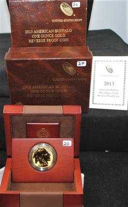 CHOICE 2013 $50 (1 OUNCE GOLD) "REVERSE  PROOF" AMERICAN BUFFALO PROOF COIN