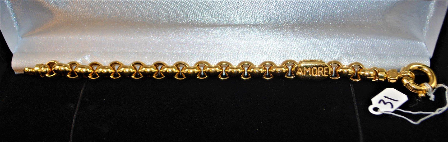 ONE STAMPED AND TESTED 14K YELLOW GOLD LADIES  FANCY LINK BRACELET HALLMARK