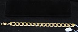 ONE STAMPED AND TESTED, 14K YELLOW GOLD MEN'S  HEAVY CURB LINK-STYLE BRACEL