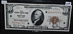 CHOICE $10 NATIONAL CURRENCY "THE FEDERAL  RESERVE BANK OF NEW YORK, NEW YO