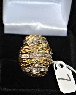 ONE TESTED, NOT STAMPED 14K YELLOW GOLD  LADIES "CUSTOM-MADE" FASHION RING