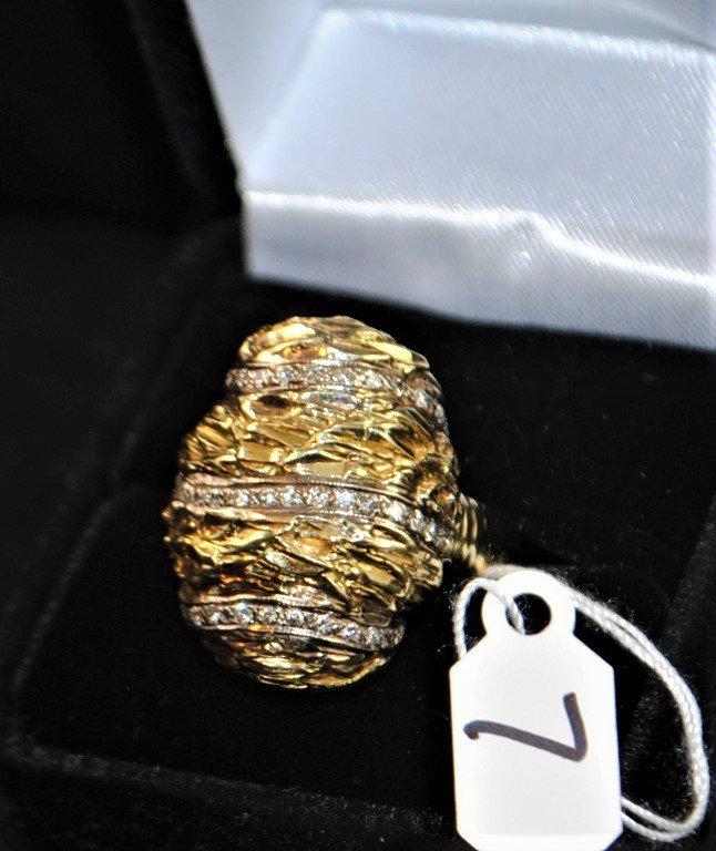 ONE TESTED, NOT STAMPED 14K YELLOW GOLD  LADIES "CUSTOM-MADE" FASHION RING