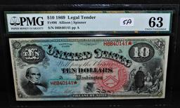 "RARE" $10 "RAINBOW"  LEGAL TENDER NOTE PMG 63CU