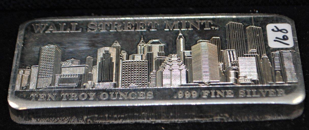 "WALL STREET MINT" 10 TROY OZ .999 FINE SILVER BAR