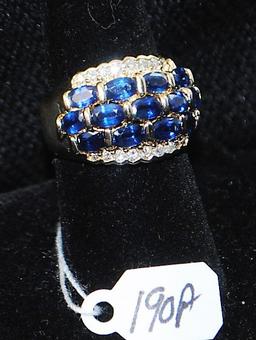 LOVELY LADIES 14K GOLD SAPPHIRE & DIAMOND RING