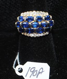 LOVELY LADIES 14K GOLD SAPPHIRE & DIAMOND RING