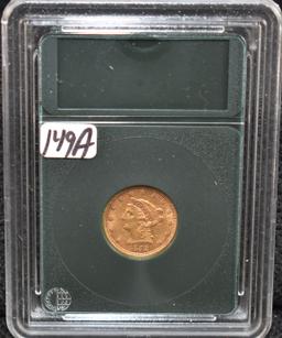 1852 $2 1/2 XF LIBERTY GOLD COIN