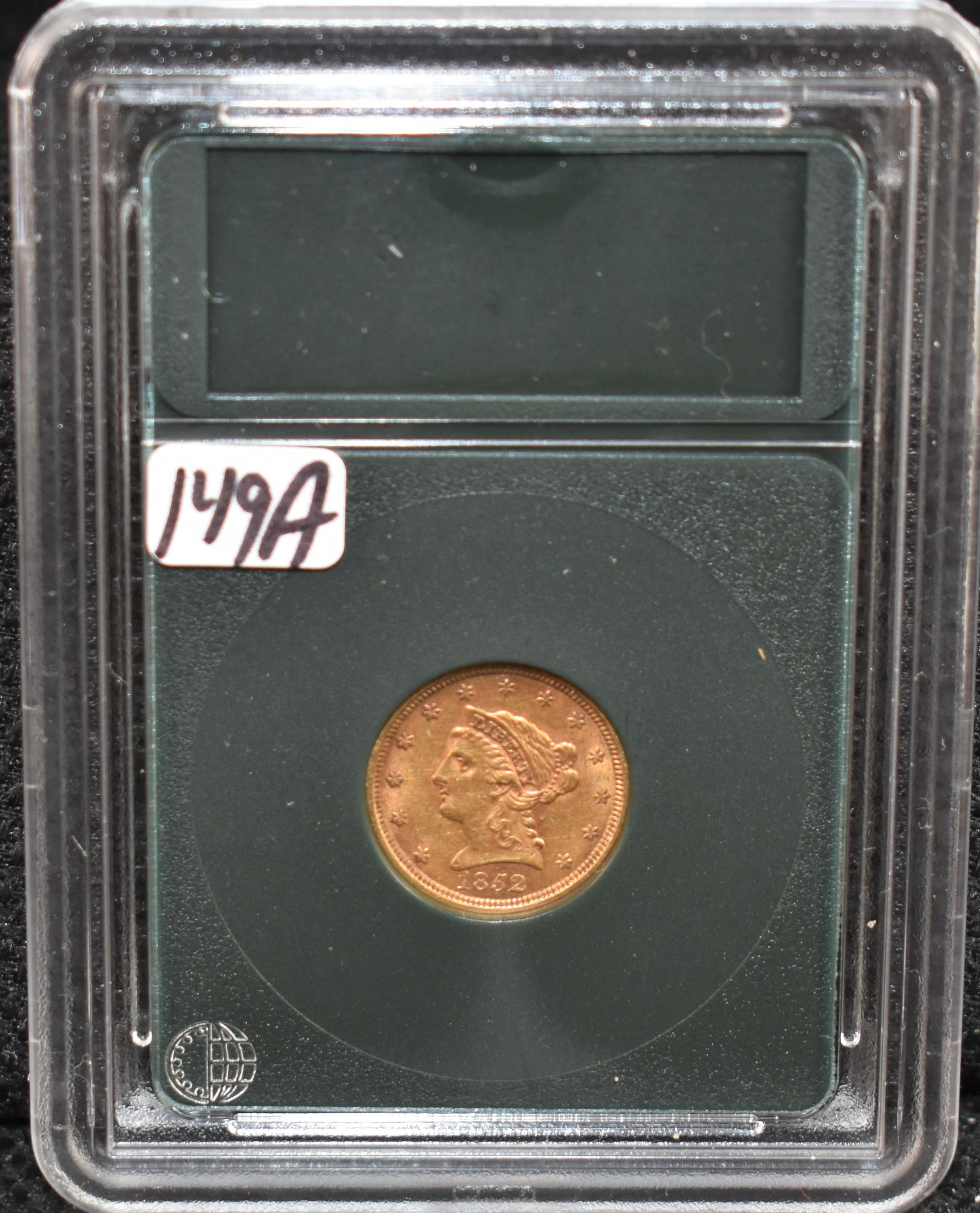 1852 $2 1/2 XF LIBERTY GOLD COIN