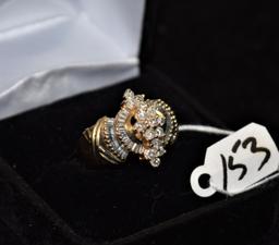 LADIES 1CTTW 14K GOLD DIAMOND CLUSTER RING