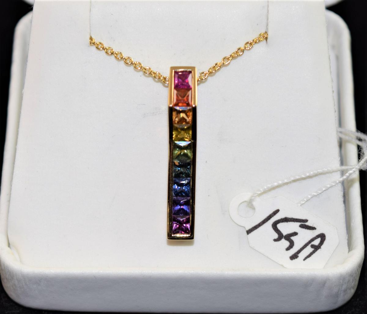 LADIES 1.62CTTW RAINBOW SAPPHIRE 14K GOLD PENDANT