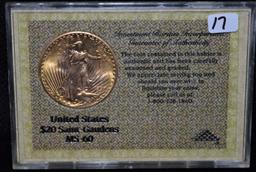 1927 $20 SAINT GAUDENS GOLD DOUBLE EAGLE MS60