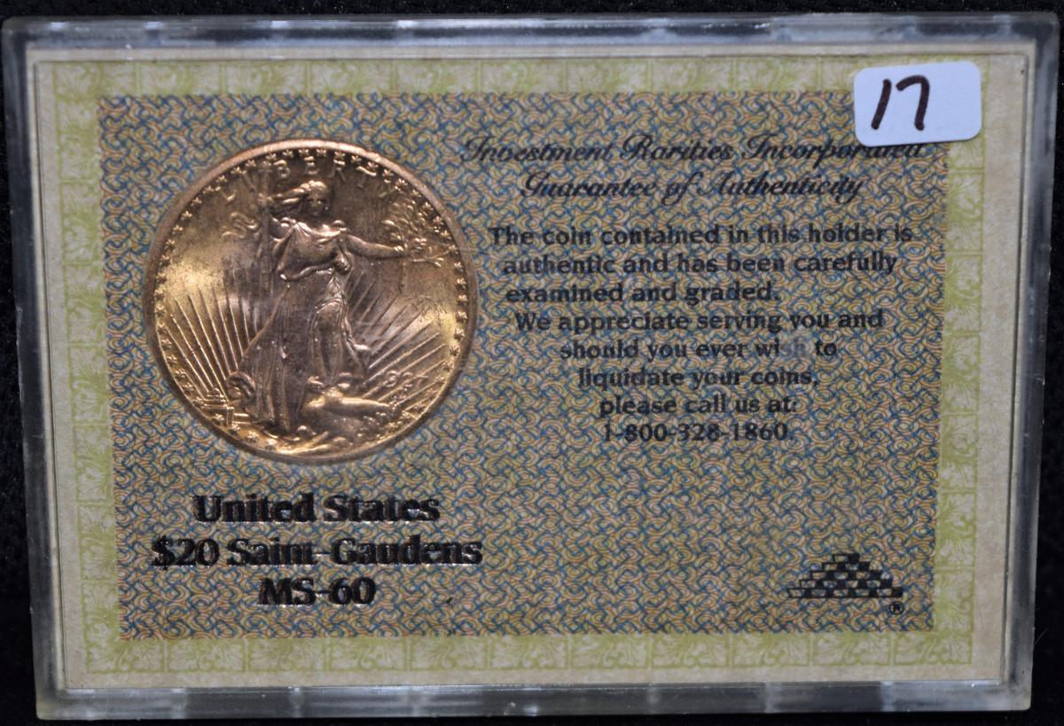 1927 $20 SAINT GAUDENS GOLD DOUBLE EAGLE MS60