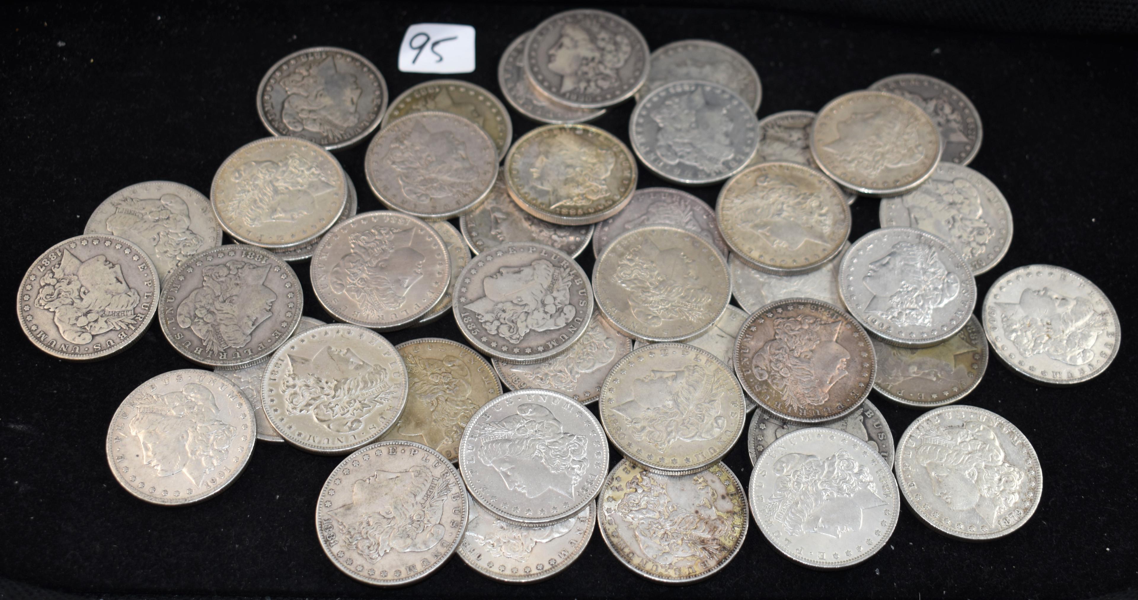 43 VF/AU MIXED DATES PRE 1904 MORGAN DOLLARS