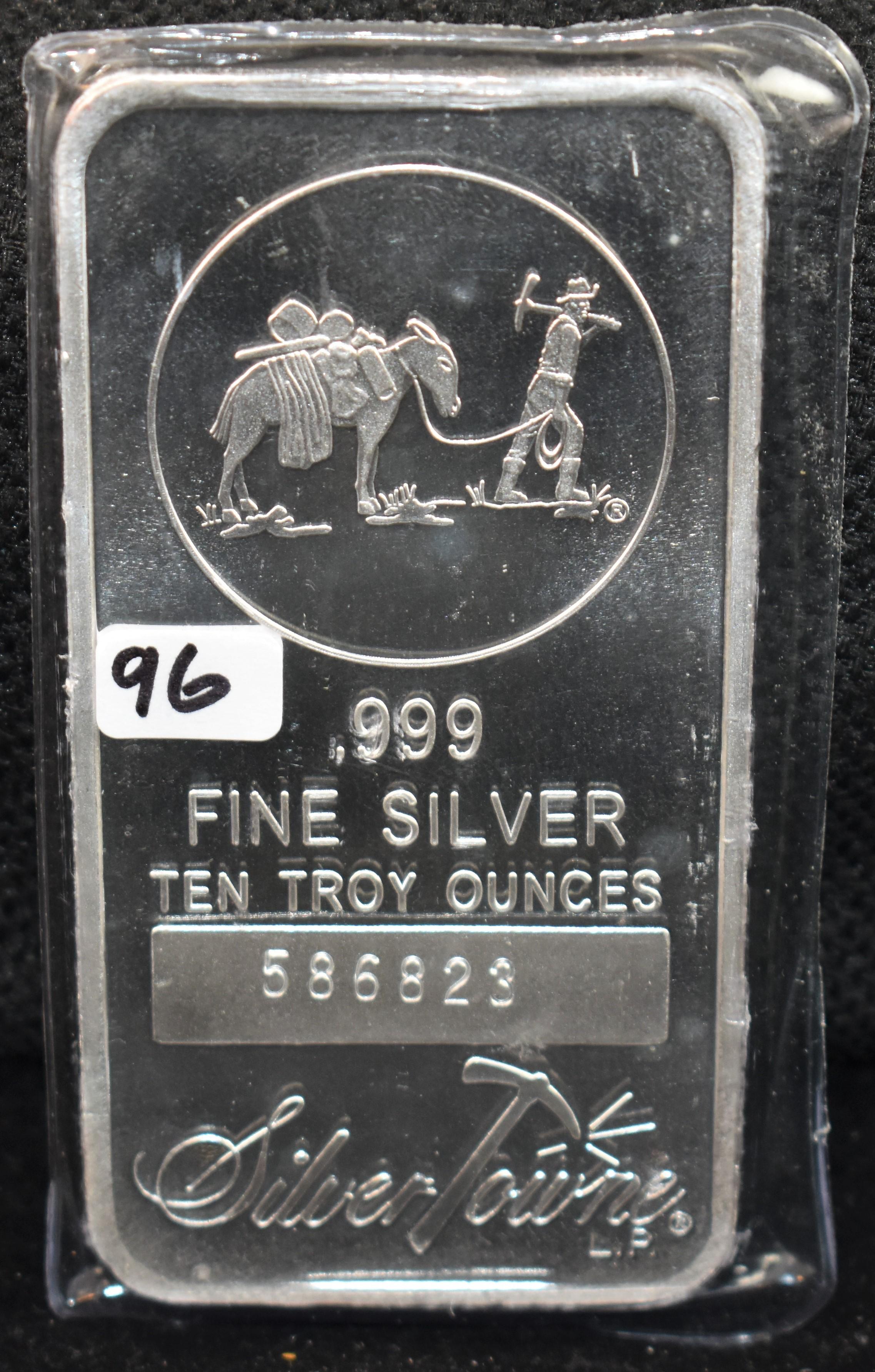 SILVER TOWNE 10 TROY OZ 999 FINE SILVER INGOT