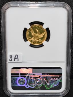 RARE 1834 CLASSIC HEAD $2 1/2 GOLD COIN NGC MS63