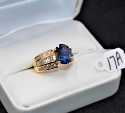 FABULOUS 3.23CT AAA SAPPHIRE & DIAMOND 18K RING