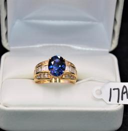 FABULOUS 3.23CT AAA SAPPHIRE & DIAMOND 18K RING