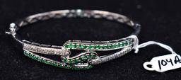 2.30CTTW DIAMOND & EMERALD 14K BANGLE BRACELET