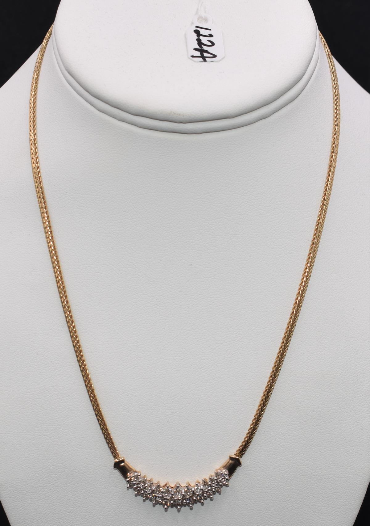 LADIES 132CTTW DIAMOND 14K YELLOW GOLD NECKLACE