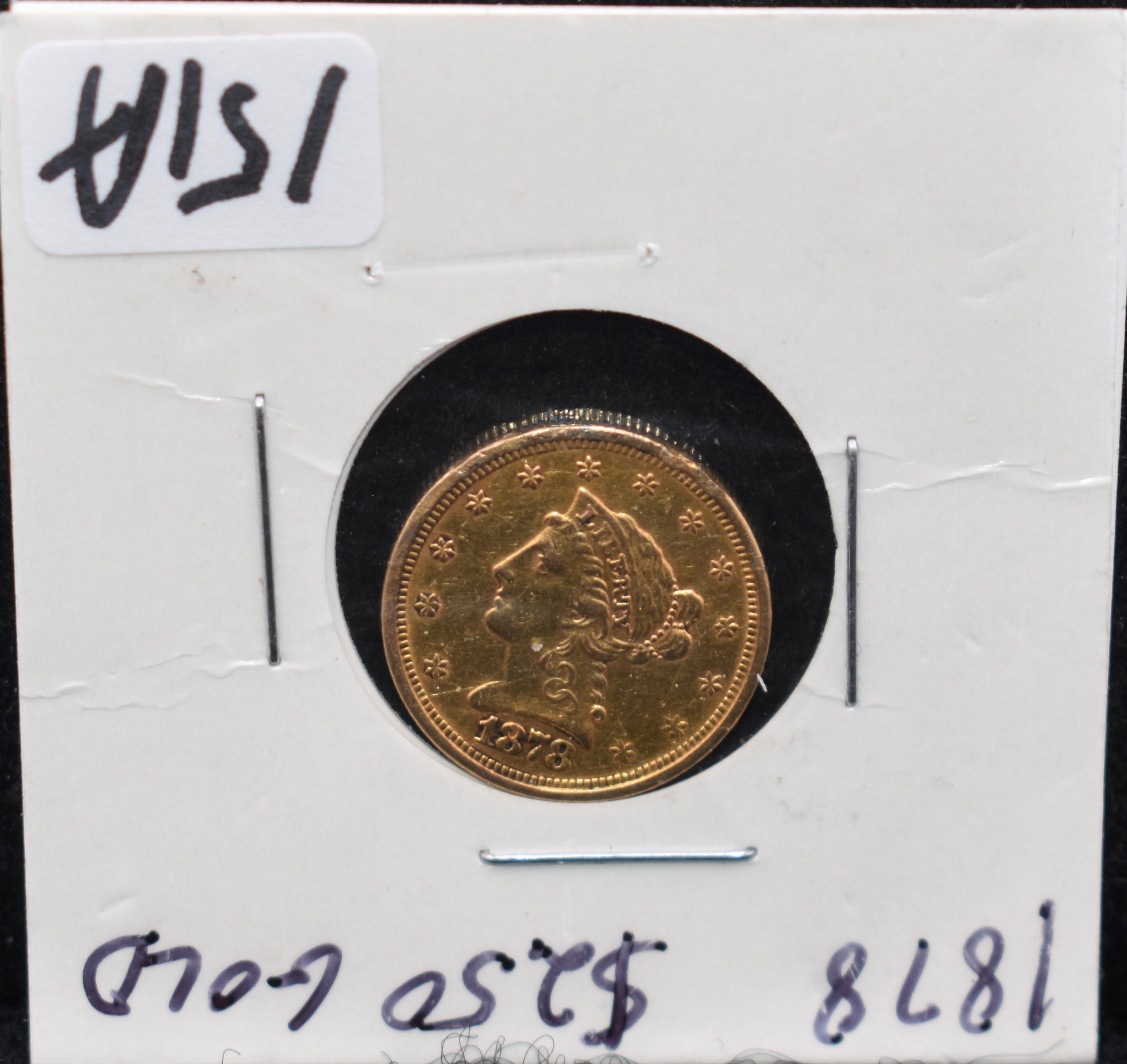 1878 $2 1/2 LIBERTY HEAD GOLD COIN