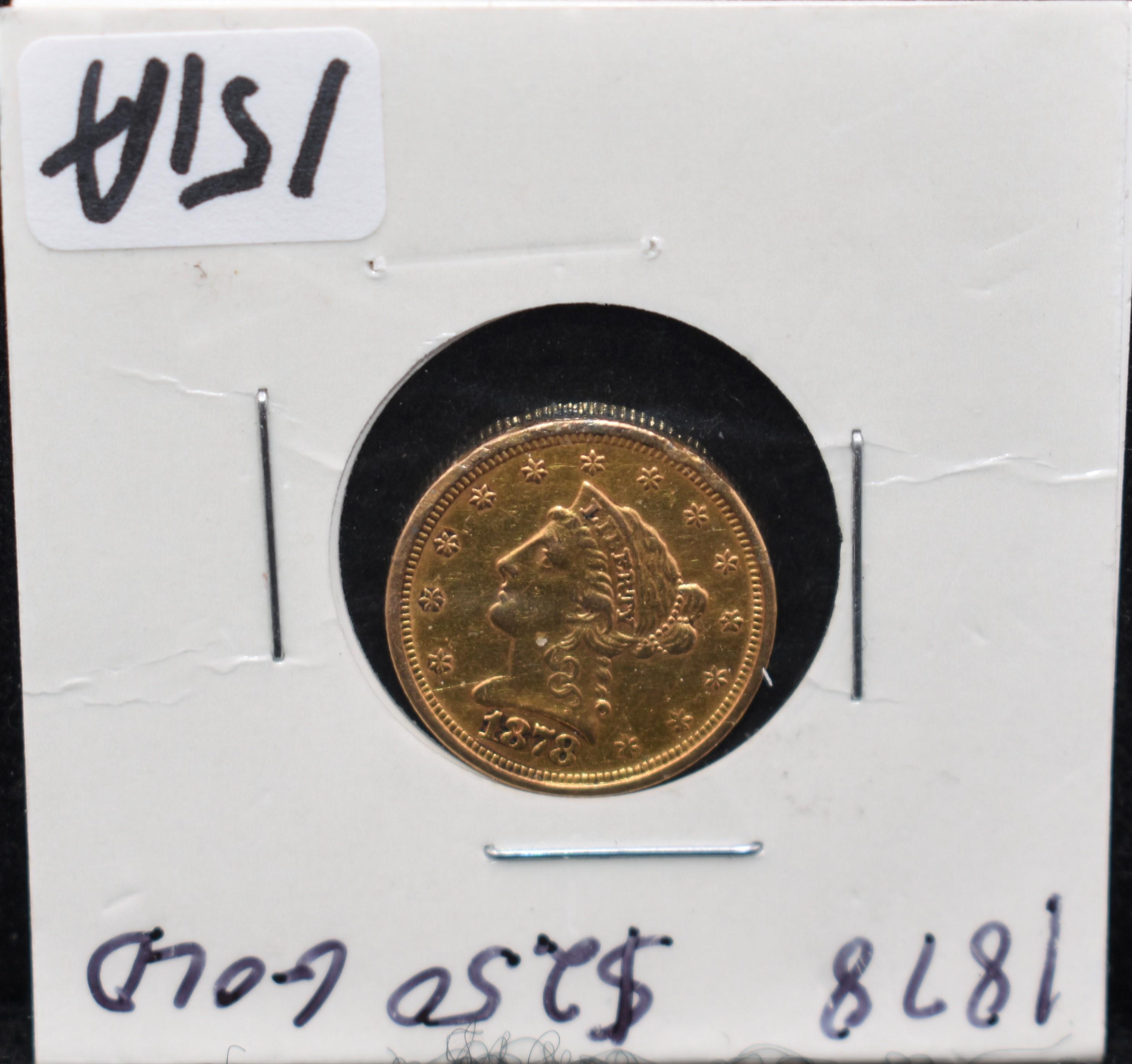 1878 $2 1/2 LIBERTY HEAD GOLD COIN