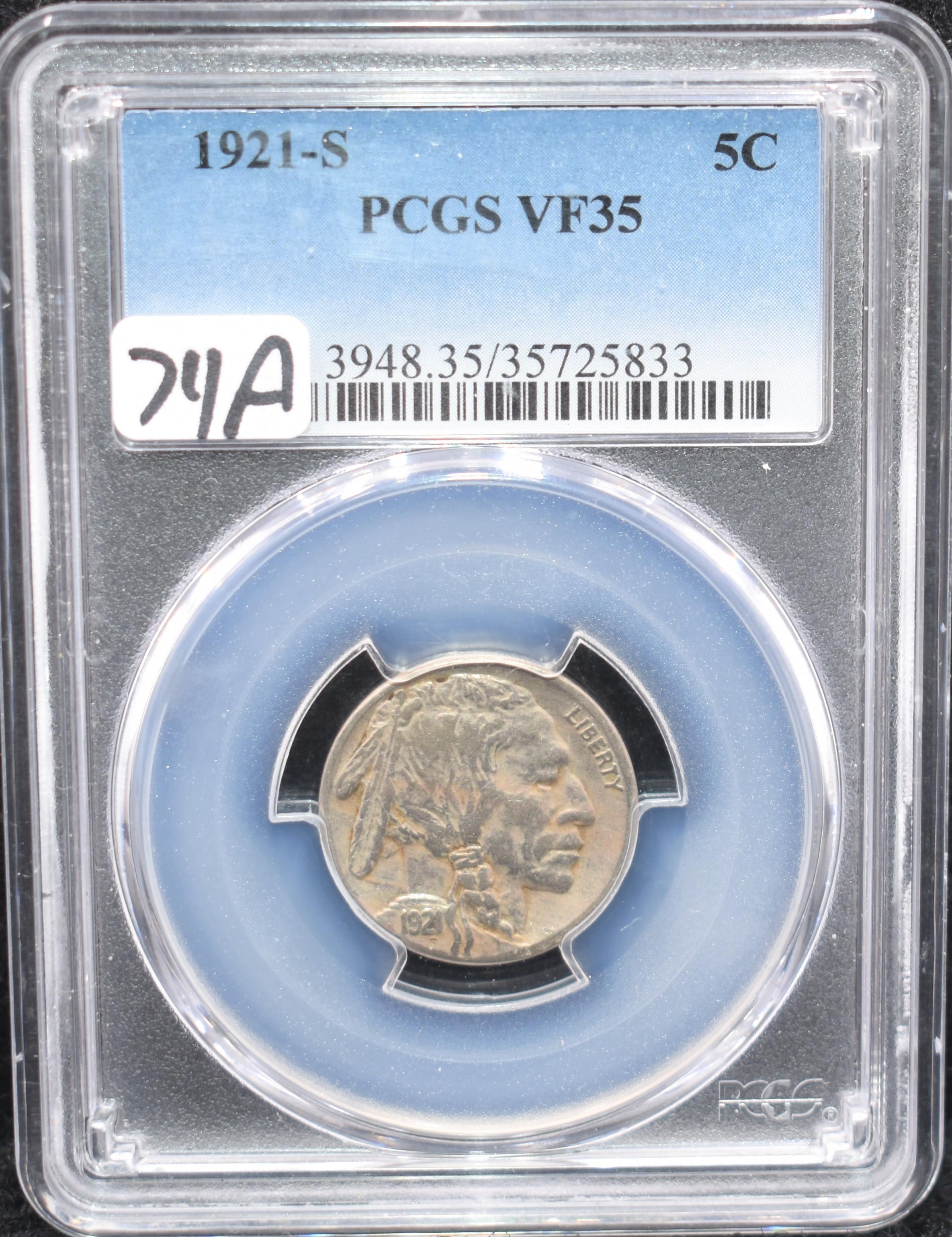 1921-S BUFFALO NICKEL - PCGS VF35