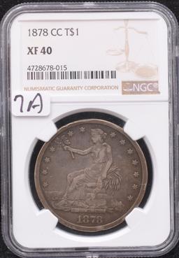 KEY 1878-CC TRADE DOLLAR - NGC XF40