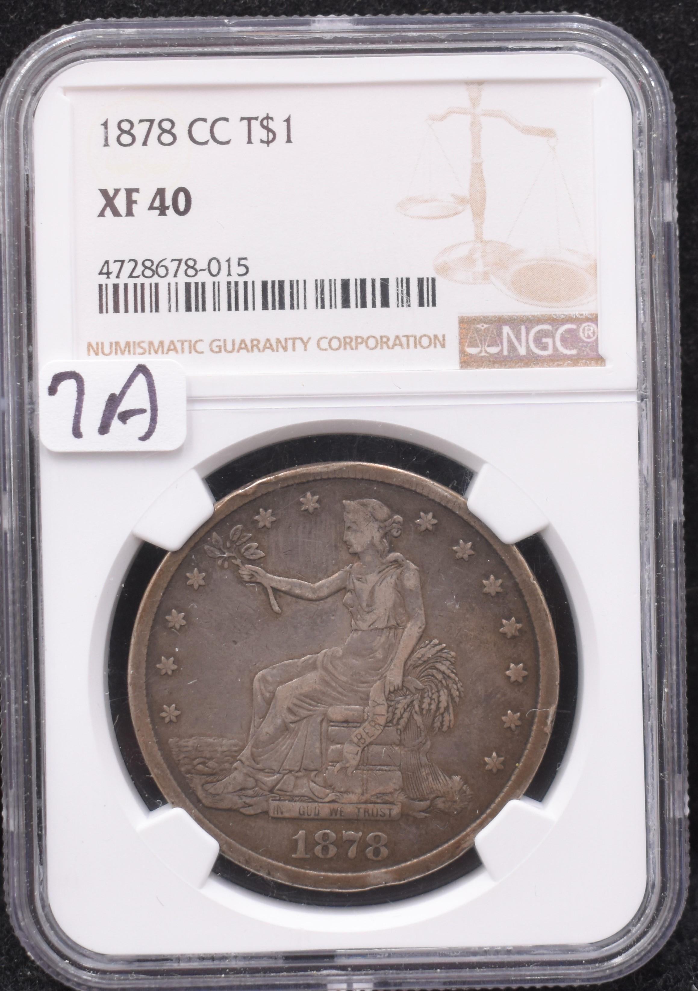 KEY 1878-CC TRADE DOLLAR - NGC XF40