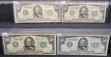 FOUR $50 FEDERAL RESERVE NOTES - SERIES 1934