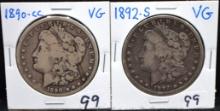 1890-CC & 1892-CC MORGAN DOLLARS